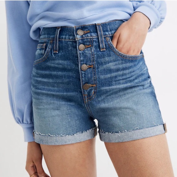 Madewell High-Rise Denim Shorts in Burke Wash: Button-Front Edition 2215 - Picture 1 of 13